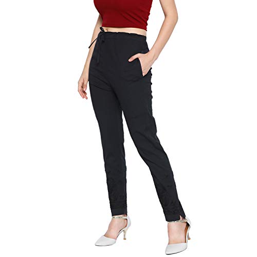 Image of indiankala4u Cigarette Pants Palazzo Salwar for Women Chikankari Hand Embroidered, Lycra Cotton
