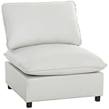 HOMCOM Sessel Loungesessel mit Breiter und Tiefer Sitzfläche, Bequemer Polstersessel Schneidersitz Modernes Relaxsessel aus Kunstleder für Wohnzimmer, Schlafzimmer, Einfache Montage, Grau
