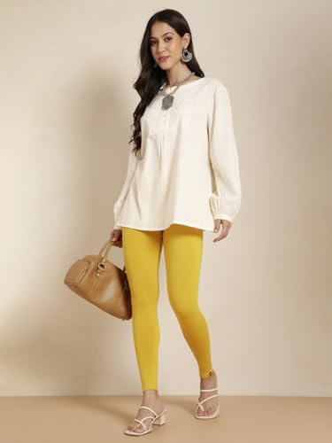 Image of TWIN BIRDS Women Viscose Ankle Leggings | Stretchable Kurti Wear Bottom