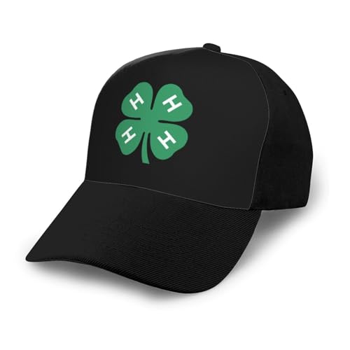 4-H Clover Unisex Classic Adjustable Curved Brim Baseball Cap, Trucker Hat