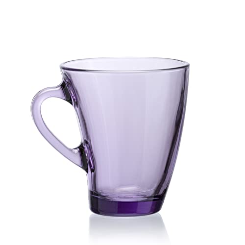 Image of Pasabahce Penguen Glass Mug from The Original from Turkey 170 ml Mug Set of 6 Pcs | Ideal for Coffee, Tea, Cappaccino, Multipurpose Mug Perfect for Gifting | Easy to Clean & Dishwasher Safe.(Purple)