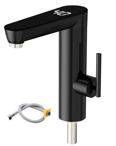 Grifo con calentador de agua, grifo de agua caliente dlectrica, mezclador eléctrico de agua caliente y frío, grifo de agua con pantalla digital, 220 V 3000 W, grifo de acero inoxidable con caño
