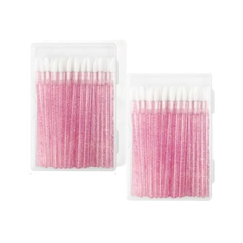 使い捨て リップ ブラシ リップブラシ 使い捨て 100本入り ブラシ クリスタル 多機能 衛生的 使いやすい リップワンド 唇のブラシ ソフト 美容サロンメイクブラシキット 使い捨て 業務用 ピンク 旅行用 リップブラシ