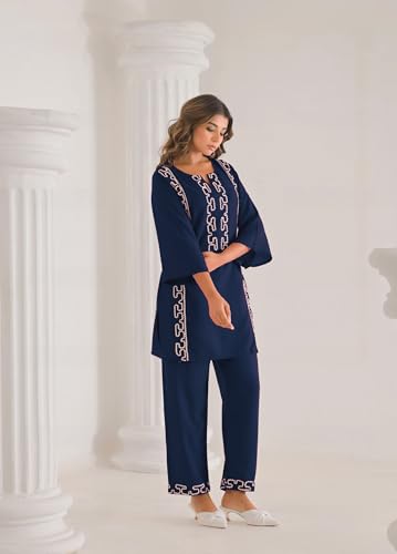 Image of SHIENZY Women Cotton Blend Co Ord Set | Two Piece Ethnic Outfit for Women | Solid Top and Palazzo Pants | Casual Lounge Wear | Stylish Comfortable Trendy Summer Co Ord Outfit