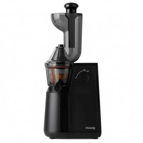 H.Koenig Extracteur de Jus de Fruits et Légumes vertical GSX24 Centrifugeuse Vitamin + sans BPA - 82 mm Large Bouche - 3 tamis pour jus fin ou épais et sorbet - Pression douce - 50 tours 400 W