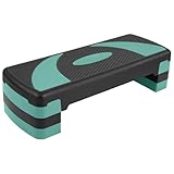 Fitvids Step Aerobic Platform, 31' Exercise Step with 3 levels Adjustable Height, 4 Stackable Risers, Fitness Training Workout Stepper for Home Gym, Cardio Strength, Black & Blue