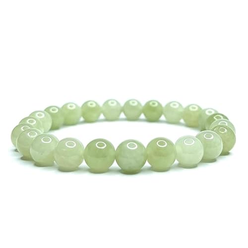 Felicidade Armband van lichte jade – kralen van 8 mm – elegant en rustgevend sieraad van halfedelsteen, Eén maat, Halfedelsteen, Jade