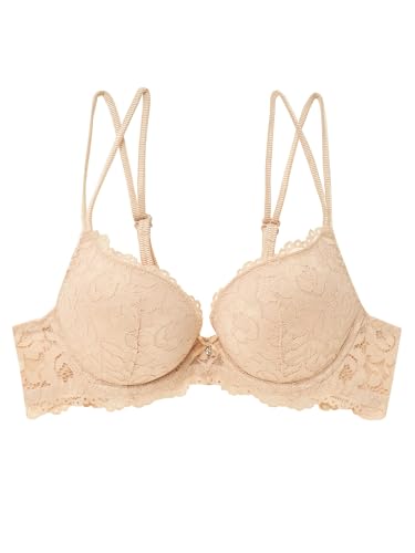 Image of Women Lace Push Up Bras Add Two Cups Size Thick Padded Plunge Cleavage Underwire Bra