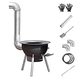 Estufa de Leña Portátil, Estufa Pellets Pequeña para Exteriores con Chimenea, Ideal para Cocinar, Calentar, Mochilero, Hacer Barbacoas y Picnics(43cm/17in)