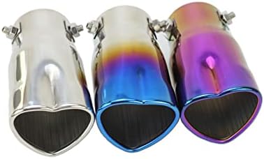 Car Accessories Heart Shaped Universal Car Exhaust Muffler Tip Stainless Steel Pipe Chrome Exhaust Tail Muffler Tip Pipe (Chrome)