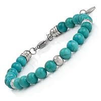 SAGA GIOIELLI® Bracciale Uomo Donna - Unisex con pietre dure in ossidiana fiocco di neve Aulite Turchese - Lunghezza 18,5-22 cm - Confezione regalo - Unisex (AULITE TURCHESE)