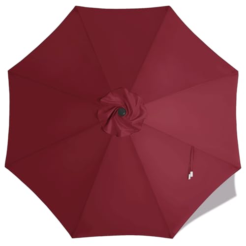 Image of MASTERCANOPY Patio Umbrella 9 ft Replacement Canopy for 8 Ribs-Burgundy Canopy Only