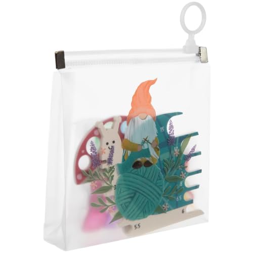 Hobby Lobby Knitting Gnome Tool Kit with Storage Bag, 20-Piece Set with Stitch Markers, Row Counter, Needle Gauge, 5.25 x 4.94 inches