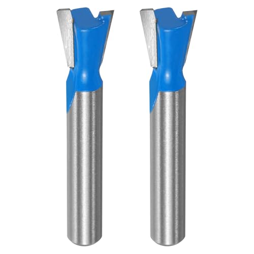 QUARKZMAN 2 Stück Dovetail-Fräser 3/8 Durchmesser 1/4 Schaft Wolframkarbid 14 Grad Dovetail-Gelenk-Bohrer für Schubladen- und Schrankverbindungen Feine Holzbearbeitung