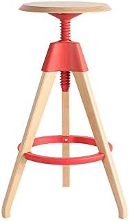 Teerwere Bar Chair Kitchen Counter Adjustable Swivel Bar Stools with Wood Legs for Kitchen,Bistro,Coffee Swivel Barstool (Color : Red, Size : 76cm)