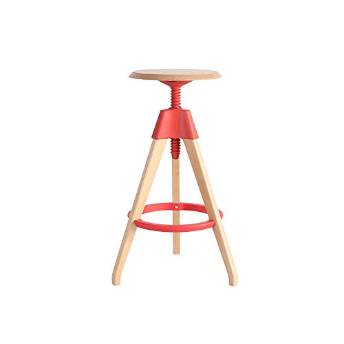 Teerwere Bar Chair Kitchen Counter Adjustable Swivel Bar Stools With Wood Legs For Kitchen,Bistro,Coffee Swivel Barstool (Color : Red, Size : 76Cm) #TOP7