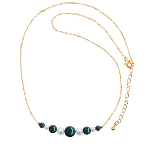 Lumilie Handmade Moss Agate Virgo Necklace, Gold-Plated Crystal Necklace for Women, Minimalist Spiritual Jewelry for Growth & Balance Healing Crystal, Natural Gemstone Gift 8 mm by Lumilie - Used condition - US$11.90