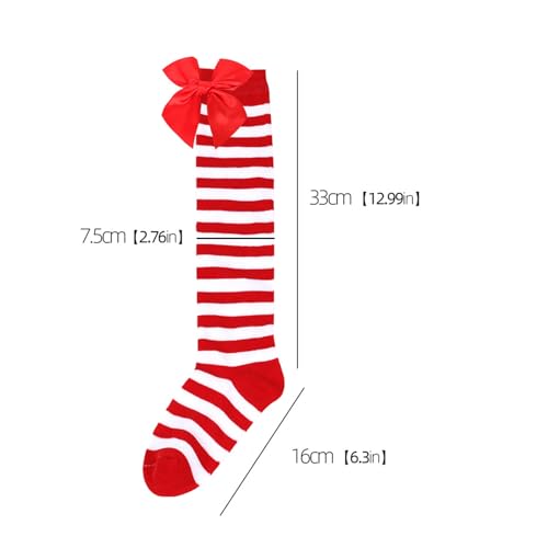 2 Pairs Kids Cute Christmas Knee High Socks Candy Cane Striped Thigh High Socks Over the Knee Knit Stockings2