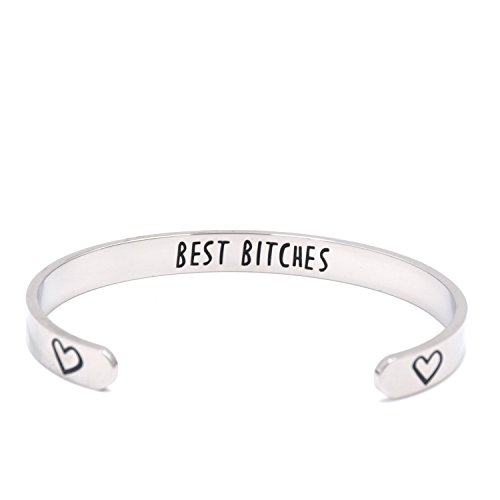 Preisvergleich Produktbild Beste Freunde, Freundschaftsarmband, Edelstahl, englische Gravur: Best Bitches