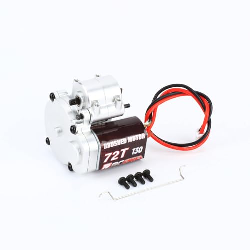 RCAWD 130 72T Motor and Center Gearbox for FMS FCX24 Smasher Power Wagon Electric Motor, Transmission Metal Gearbox Combo for 1/24 FMS Upgrades Parts Silver