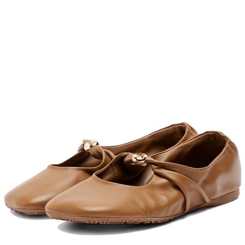 Arqa Comfortable Slip on Ballet Flats for Women Stand Out Vintage Mood Low Heel Mary Jane Flats Wedding Dressy Casual Squared Toe Flats