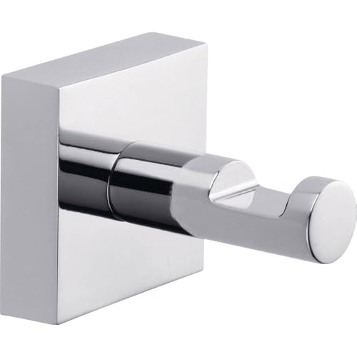 tesa EKKRO Klebehaken verchromt runde Form - Bad-Haken zur Wandbefestigung ohne Bohren inkl. Klebelösung - 52 mm x 41 mm x 41 mm
