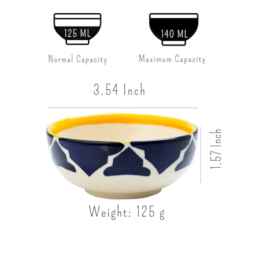 Image of Ceramic Bowl Set | 4-Piece Lightweight Crockery for Daily Use | Navy Blue Ramen & Snack Bowls (125ml Each) | Elegant Microwave & Dishwasher Safe | Perfect Christmas & New Year Gift