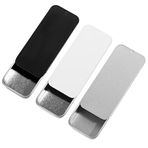 Image of 3 PCS Metal Tin Box Containers, 3.15x1.34x0.47Inch Slide Top Tin Containers Rectangular Empty Hinged Tin Boxs, Portable Box Containers Mini Tins with Lids for Candies, Jewelry, Crafts