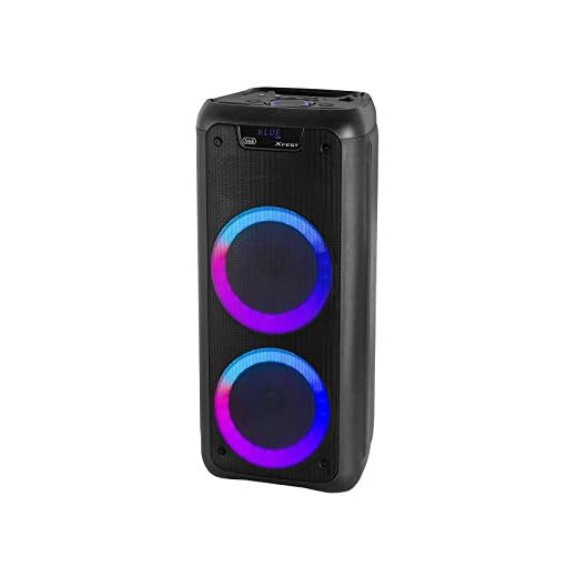 Cassa bluetooth Portatile Trevi XFest XF 600 KB Altoparlante Amplificato Portatile 80W, Cassa Wireless Portatile con Microfono Dinamico Incluso per Karaoke, Presa USB, Micro SD, AUX-IN, Batteria Integrata, Display LED Blu