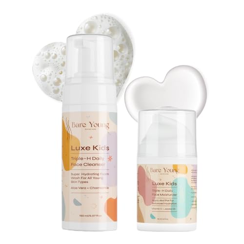 Bare Young Triple H Kids Skincare Set, Gentle Face Wash,...