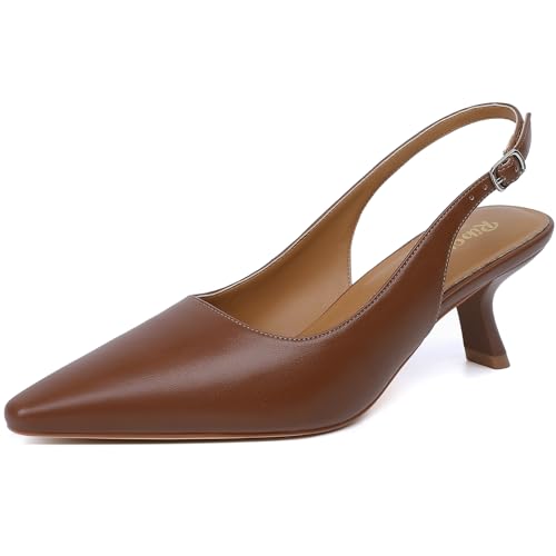 Image of RIBONGZ Sexy Slingback Pumps Elegant Dressy Heels for Women Closed Toe Pointy High Heels Wedding Bride Prom Party Evening Shoes