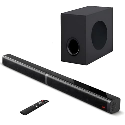WMQ 2 in 1 Detachable Home Audio Speaker,soundbar with subwoofer，Sound Bar for TV, 80W,Surround Sound System Sound Bar with Bluetooth 5.4/AUX Connection for PC/Gaming/Projectors