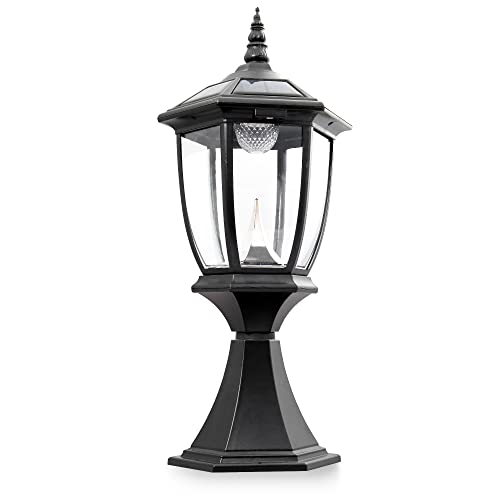 Iglow Black Outdoor Solar Post Light Lamp Lantern Fixture W/ 3 Bright White Smd Led W/Dual Bases (6X6 And Hexagonal) Deck Cap Square Fence Garden Landscape Path Pvc Vinyl Dual Purpose #TOP1