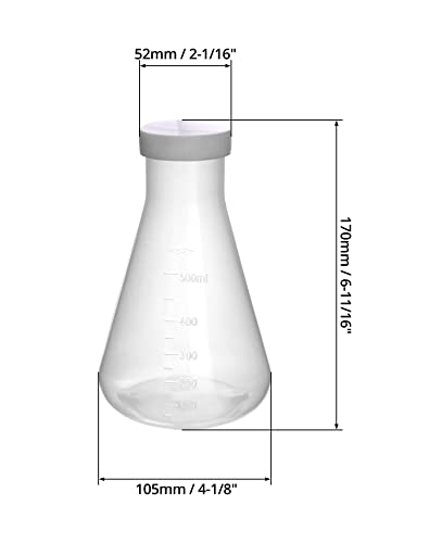 Flasque Erlenmeyer 500ml QWORK avec bouchon à vis étanche pour laboratoire