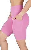 90 Degree By Reflex Womens High Waisted Biker Shorts with Side Pockets Workout Shorts 5", 7", 9" - Opera Mauve 9" - Medium