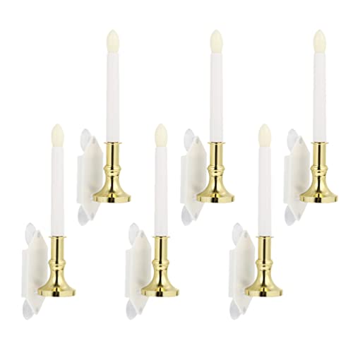 Uonlytech Home Decor 6Pcs Solar Candles For Windows, Solar Flameless Candles Light Flickering Candle Lights Window Wall Lamp With Suction Cups For Home Party Outdoor Decor #TOP5