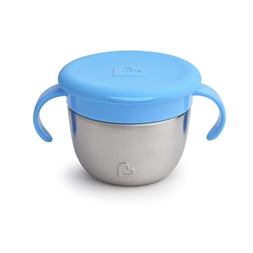 Munchkin Stainless Steel Snack Catcher with Lid, 9 Ounce, Blue