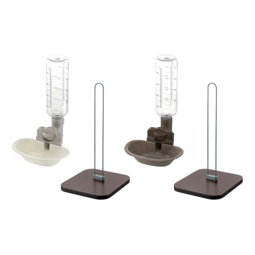 セットでお得 多頭飼いセット 猫&犬 Nウォータースタンド×2個+ドッグ/キャットウォーターディッシュ M ボトル付き セット リッチェル 受け皿容量170ml ボトル容量400ml 高さ調整可能な木目調スタンドとお皿型給水器セット