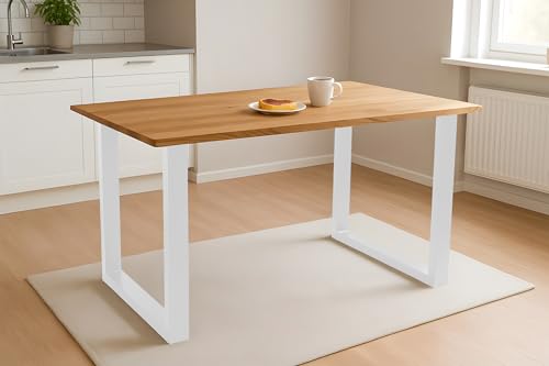 SAM Esstisch Salvador | 180 x 90 cm | Eiche massiv + geölt | Baumkante | U-Gestell Metall Weiß | pflegeleichter Esszimmertisch/Küchentisch/Eichenholz-Tisch/Holztisch aus Wildeiche SAM Esstisch Salvador | 180 x 90 cm | Eiche massiv + geölt | Baumkante | U-Gestell Metall Weiß | pflegeleichter Esszimmertisch/Küchentisch/Eichenholz-Tisch/Holztisch aus Wildeiche