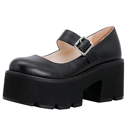 KOKOMOMO Womens Goth Chunky Mary Janes Platform Shoes Gothic Shoes