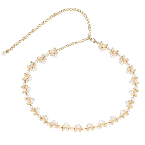 Metal Waist Chain Women Girl Gold Adjustable Body Link Pearl Belts Fashion Belly Jewelry Accessories for Jeans Dresses