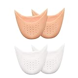 VORCOOL 2 Pares de Gel de sílice Ballet Pointe Zapatillas de Baile Zapatillas Tacones Altos Toe Cap Protector con Agujeros (Color de Piel y Blanco)