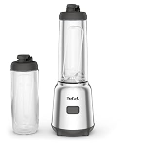 Tefal BL15FD30 Mix & Move Personal Blender 2 to go bekers van premium Tritan, ruimtebesparend compact design, verwijderbare messen, 300W vermogen, Gemakkelijk gebruik door 1 knop besturing,zilver