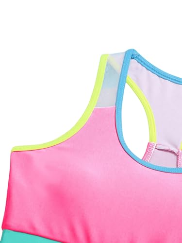 COZYEASE Girl's 2 Piece Color Block Bathing Suit Scoop Neck Contrast Binding Swimsuits Swimwear3