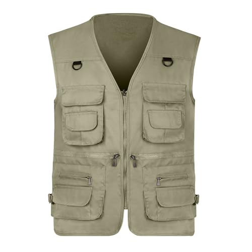 Image of AOTORR Men's Utility Fishing Vest Lightweight Outdoor Work Safari Travel Multi Pockets Waistcoat Jacket