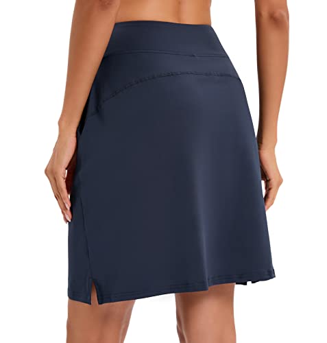 Timuspo Damen knielanger Hosenrock Sportrock mit Innenhose und Taschen Sportliche Skorts Aktiver Bescheidener Laufrock Lässige Reise-Arbeitsröcke