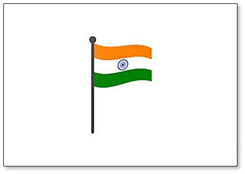 India Flag with Pole Isolated on White Background Illustration Fridge Magnet