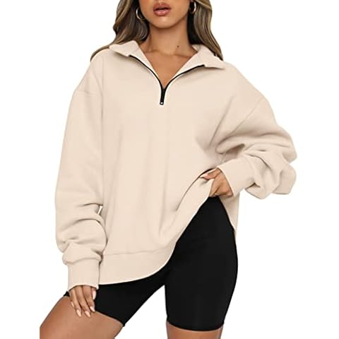 Famulily Ladies Oversized 1/4 Zip Pullover Hoodie Cover