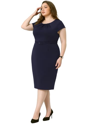 Image of Agnes Orinda Plus Size Office Dress for Women 50s 60s Vintage Pencil Dress Bodycon Wear to Work Dresses