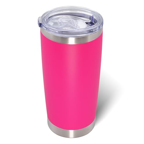 AIANJI 20oz Tumbler Bulk Stainless Steel Tumblers with Lid Vacuum Insulated Double Wall Travel Coffee Mug Powder Coated Tumbler Cup for Hot and Cold Drinks(Hot Pink, 1 pack)